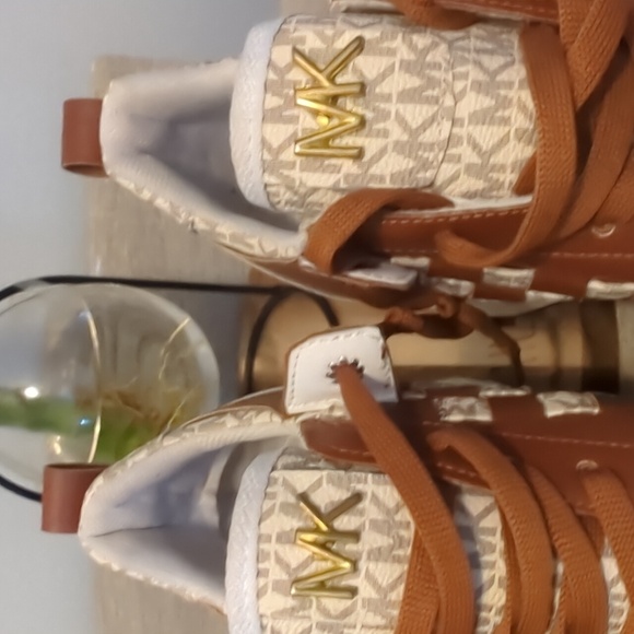 Michael Kors Cream and Brown Retro Sneakers - Picture 3 of 9